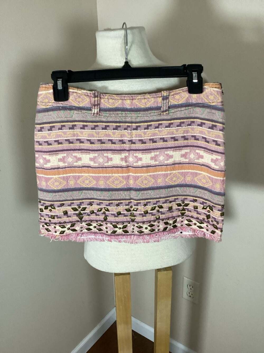 Free People Tiger Lily Studded Aztec Tapestry Mini Skirt